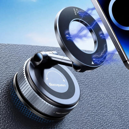 Foldable Magnetic Car Phone Mount - 20 N52 Magnets, Vacuum Suction Cup with Heat-Resistant Nano-Adhesive Base for MagSafe Phones, Cars, Tools And Gadgets