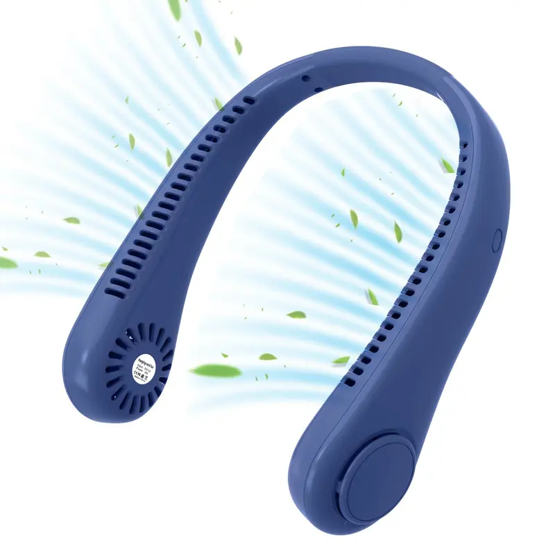 USB Portable Bladeless Neck Fan – Hands-Free Wearable Fan with 4 Airflow Channels, Quiet Operation, Rechargeable Personal Cooling Fan