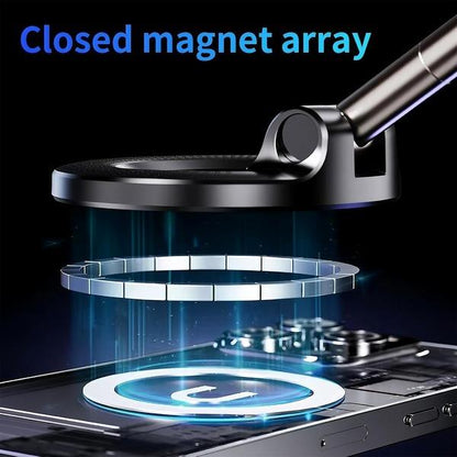 Foldable Magnetic Car Phone Mount - 20 N52 Magnets, Vacuum Suction Cup with Heat-Resistant Nano-Adhesive Base for MagSafe Phones, Cars, Tools And Gadgets