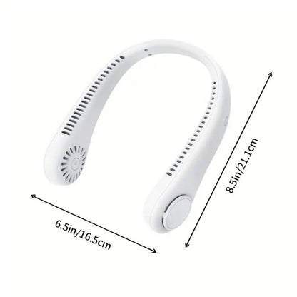 USB Portable Bladeless Neck Fan – Hands-Free Wearable Fan with 4 Airflow Channels, Quiet Operation, Rechargeable Personal Cooling Fan