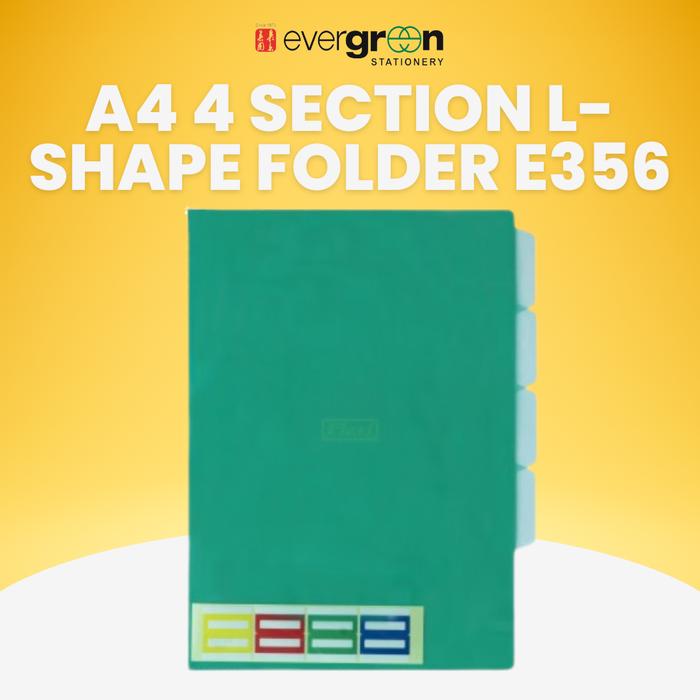 A4 4 Section L-Shape Folder E356 Green stationery product image