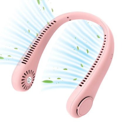 USB Portable Bladeless Neck Fan – Hands-Free Wearable Fan with 4 Airflow Channels, Quiet Operation, Rechargeable Personal Cooling Fan