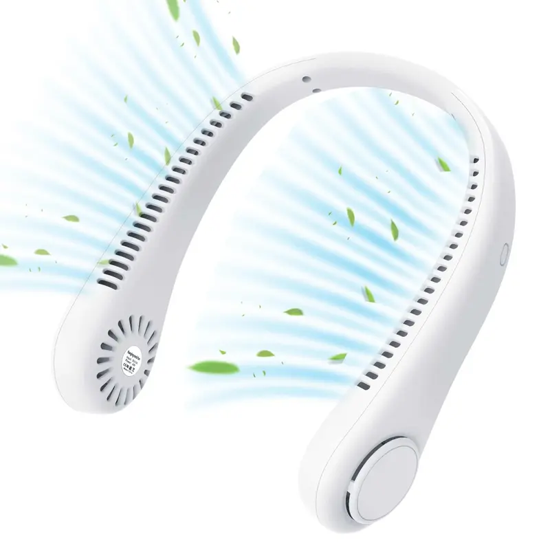 USB Portable Bladeless Neck Fan – Hands-Free Wearable Fan with 4 Airflow Channels, Quiet Operation, Rechargeable Personal Cooling Fan