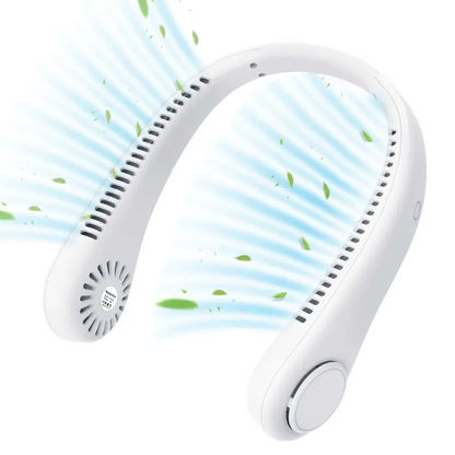 USB Portable Bladeless Neck Fan – Hands-Free Wearable Fan with 4 Airflow Channels, Quiet Operation, Rechargeable Personal Cooling Fan